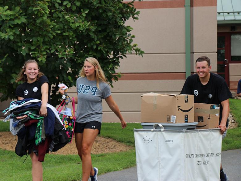 Unpacking on Move In Day in the Village dorms